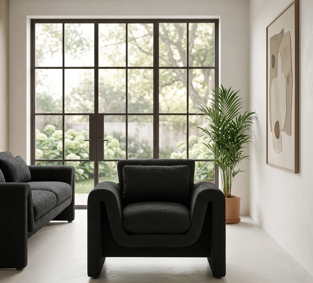 Kaelum Boucle Accent Chair- Black Denmark Home