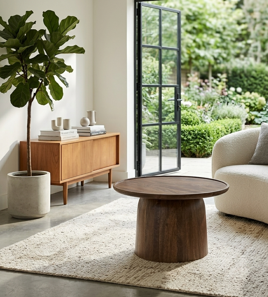 Vertex Round Coffee Table – Walnut