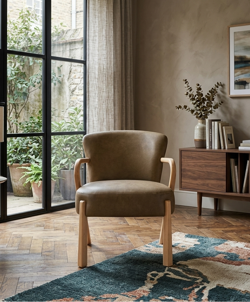 Arvion Faux Leather Accent Armchair – Toast Denmark Home
