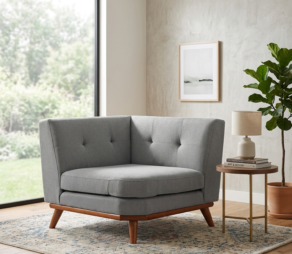 Koti Upholstered Fabric Corner Chair -  Expectation Gray