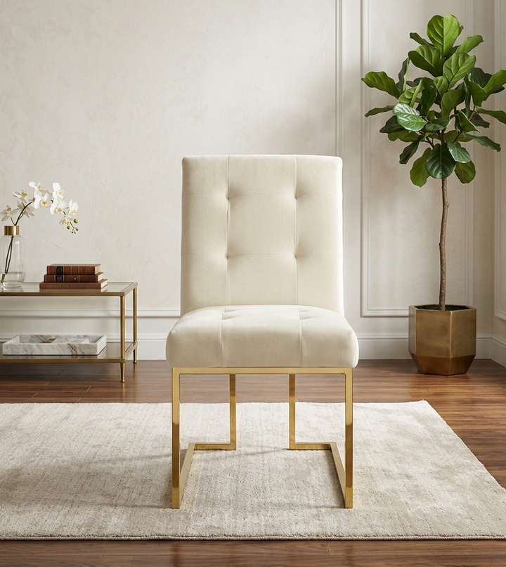 Valénza Velvet Dining Chair - Gold Ivory Denmark Home