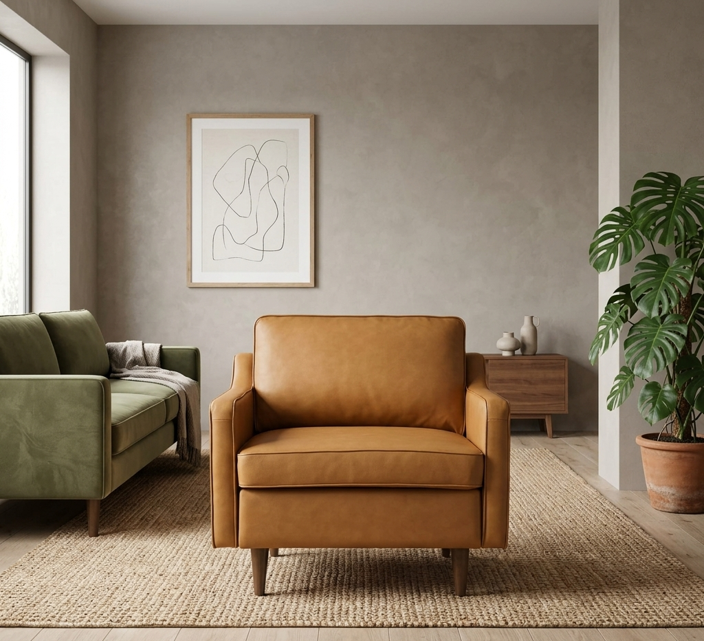 Krix Genuine Leather Accent Armchair-Tan Denmark Home
