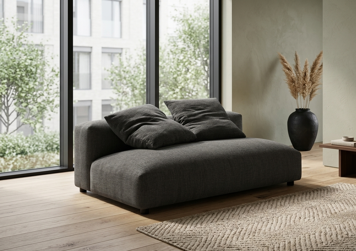 Lumi Modular Armless Loveseat – Charcoal