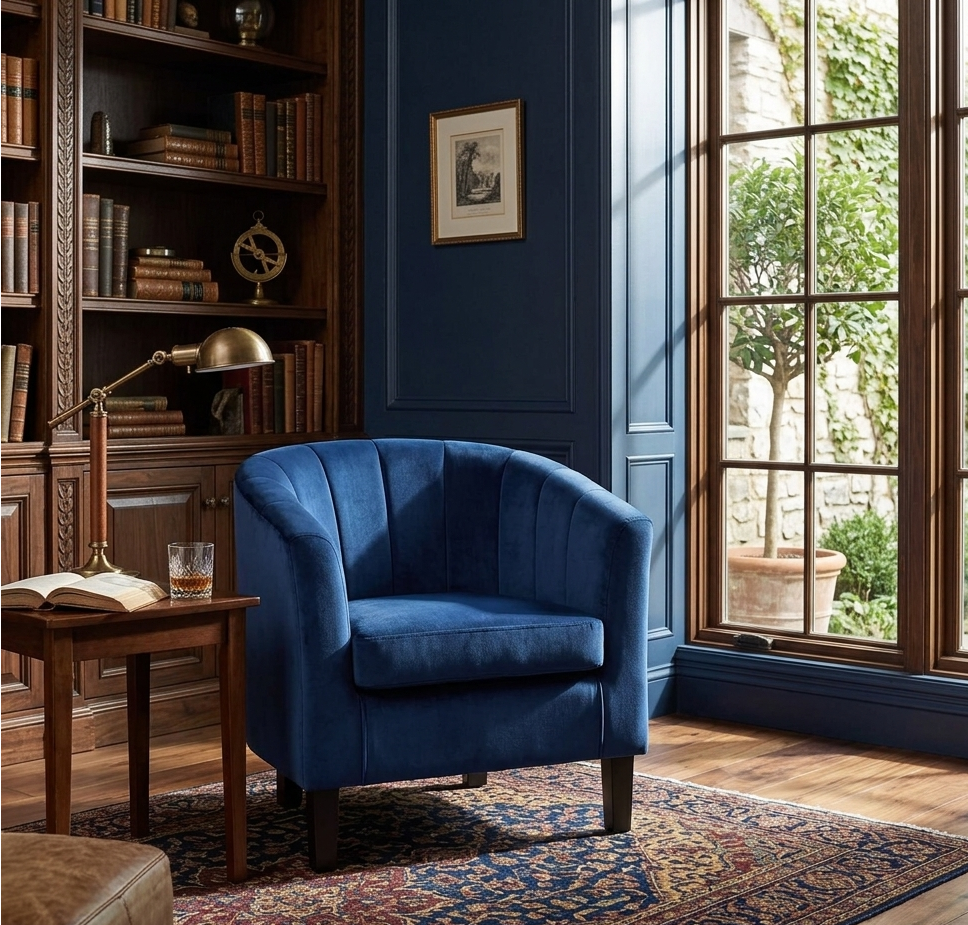 Kith Performance Velvet Accent Armchair – Navy Denmark Home