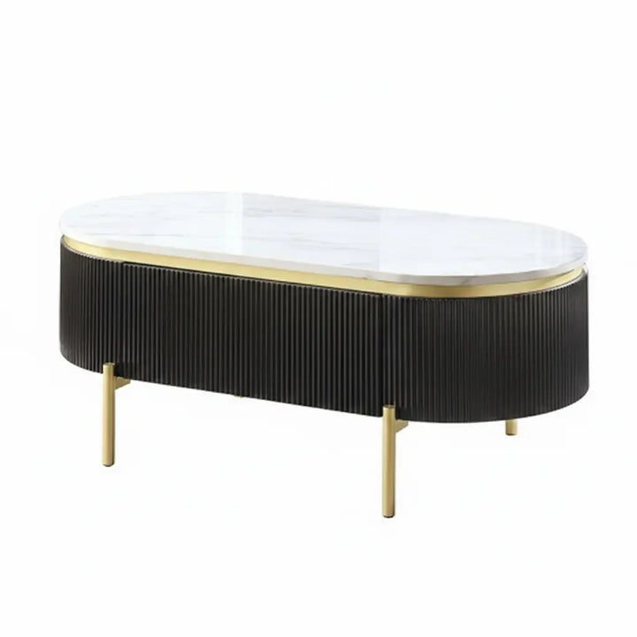Sia Coffee Table – Dark Walnut with White Faux Marble Top and Gold Legs Denmark Home