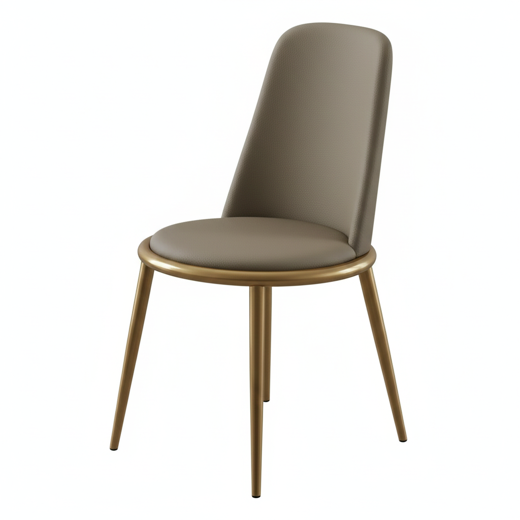 Verna Dining Side Chair – Gold & Taupe Upholstery