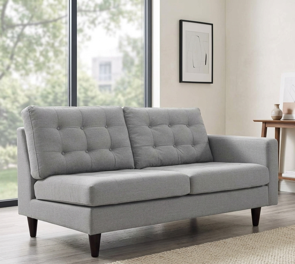 oura Tufted Fabric Right-Facing Loveseat - Light Gray