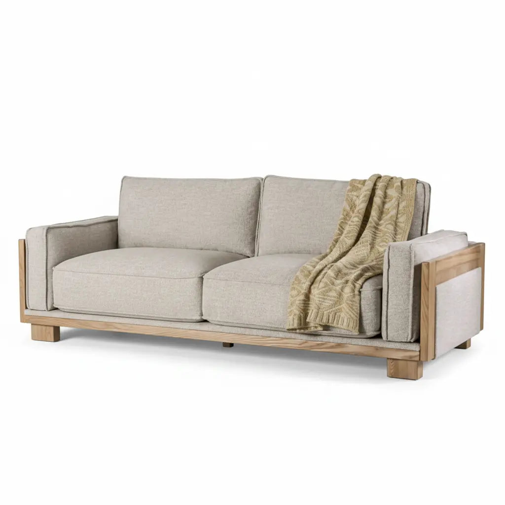 Holm Sofa – Light Brown with Ash Wood Trim Denmark Home
