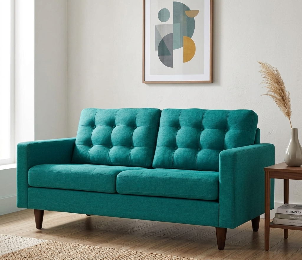 oura Tufted Fabric Right-Facing Loveseat - Teal