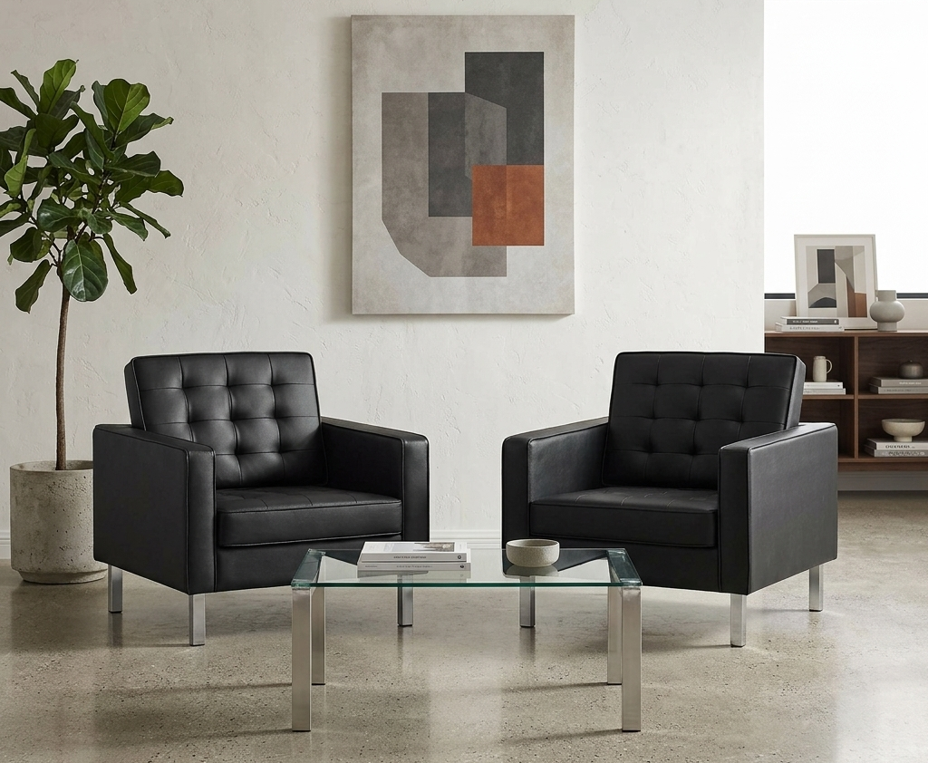 Iona Vegan Leather Armchair Set of 2 – Silver Black Denmark Home