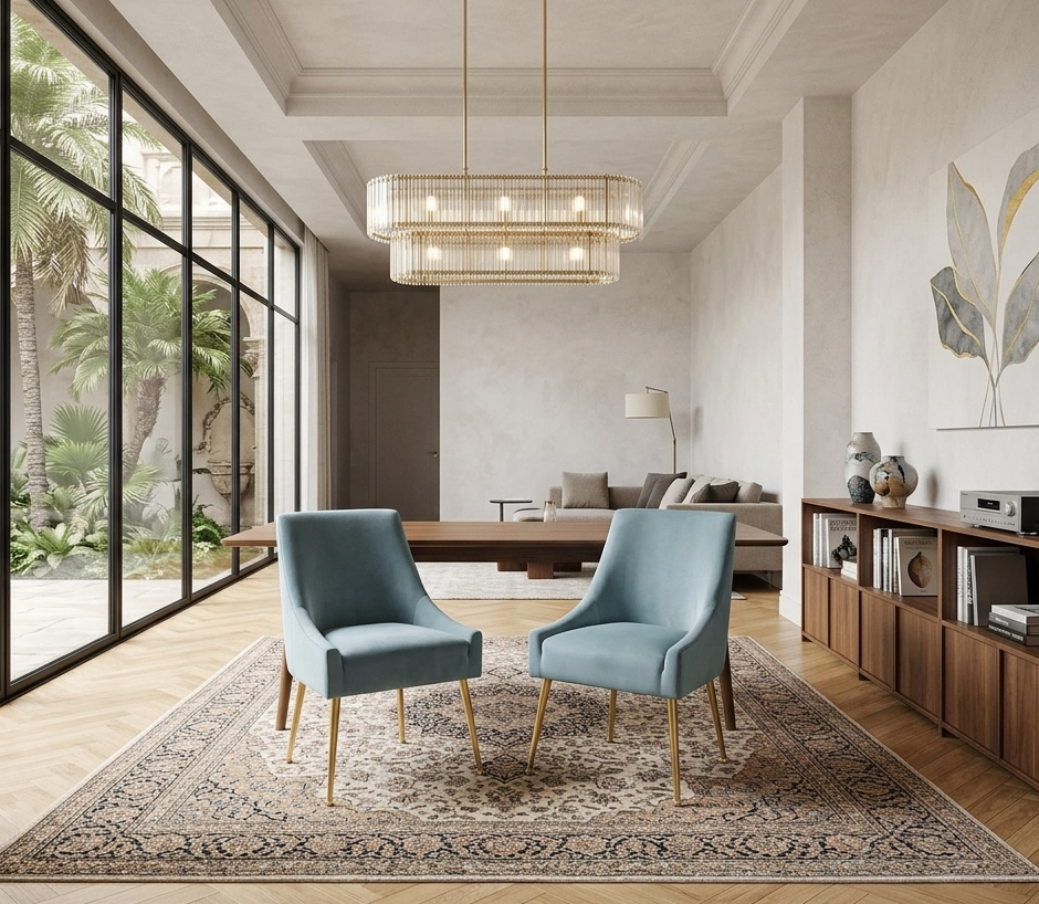 Swoop Performance Velvet Dining Chairs - Light Blue Denmark Home