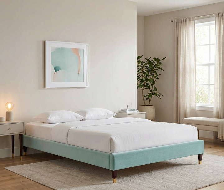 Tuva Performance Velvet Queen Bed Frame - Mint Denmark Home