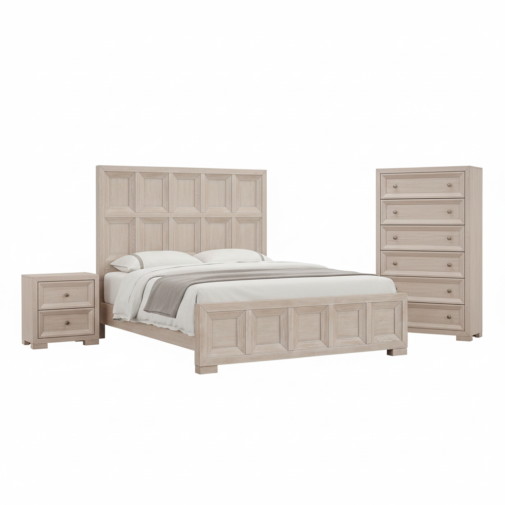 Axis 5-Piece Queen Bedroom Set – Tawny Oak (Modern Classic)