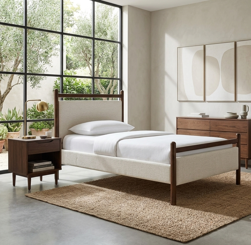 Fiona Twin Platform Bed  - Wenge Heathered Ivory Denmark Home