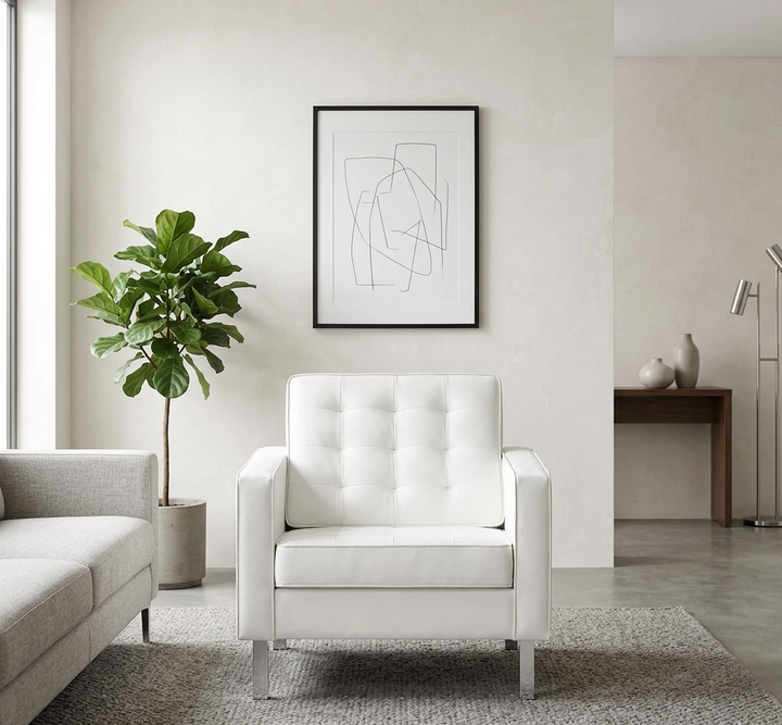 Iona Vegan Leather Accent Armchair-Silver White Denmark Home