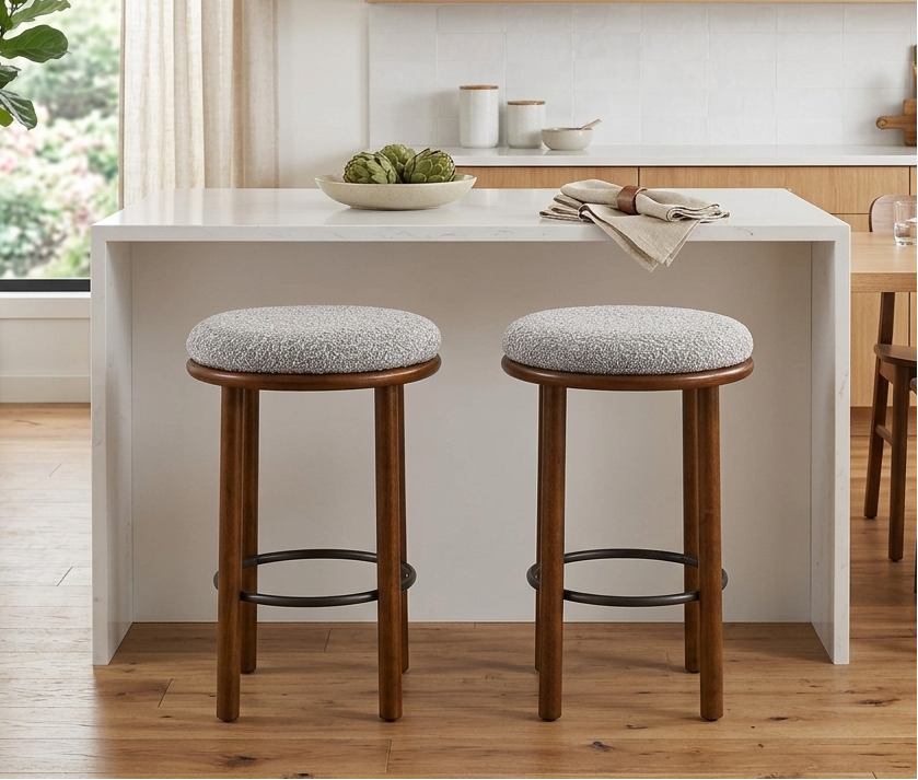 Clad Counter Stool Set of 2 - Walnut Taupe Denmark Home