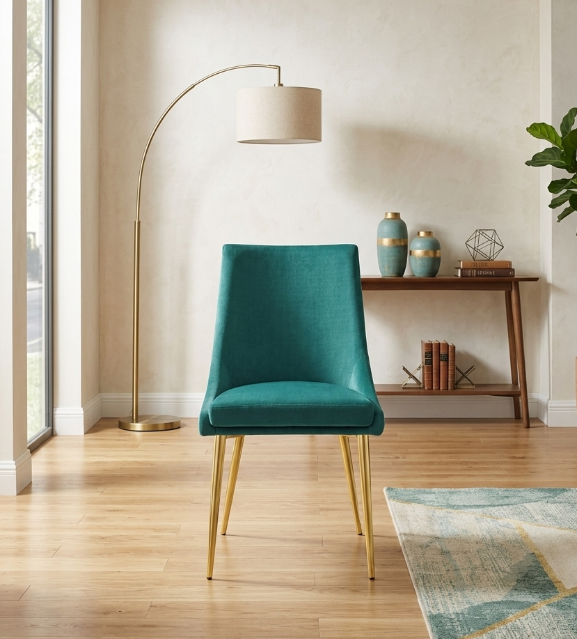 Clasp Velvet Dining Chair - Teal Denmark Home