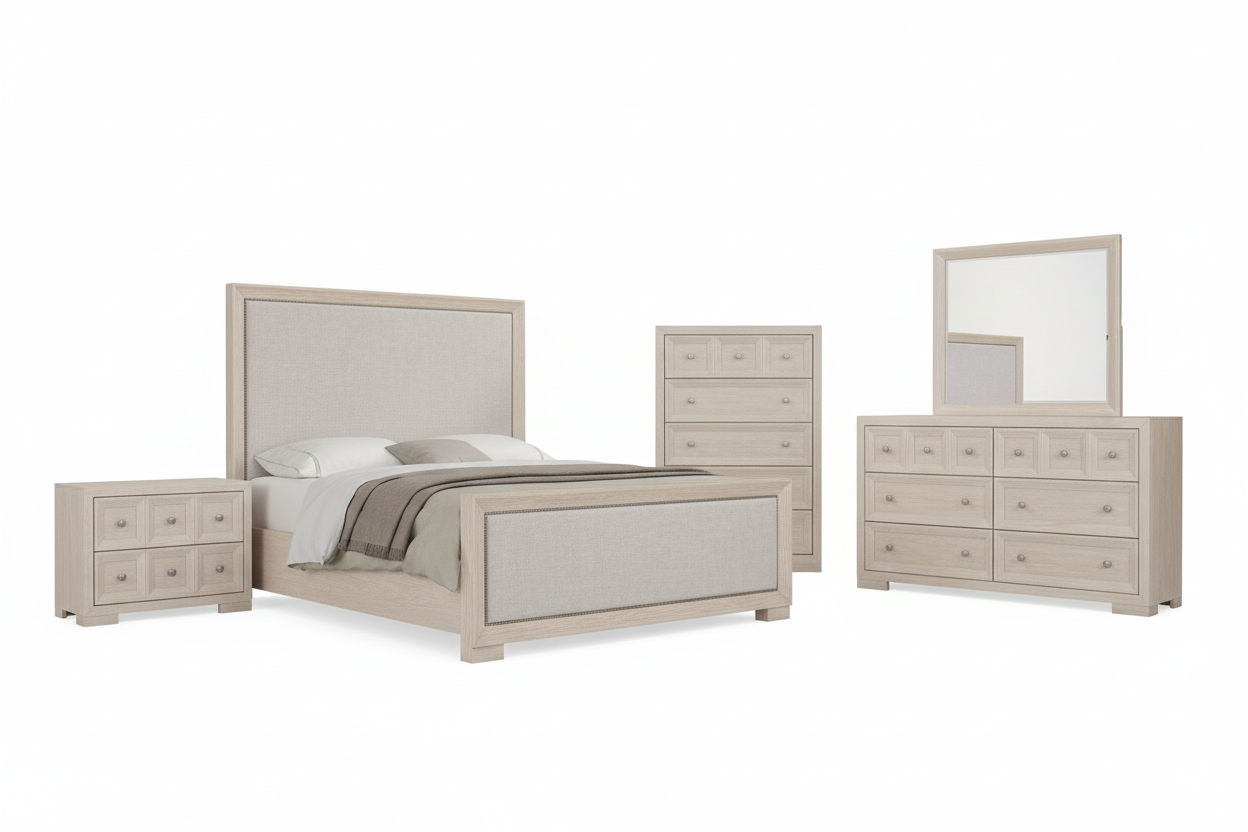 Axis 5-Piece Queen Bedroom Set – Tawny Oak (Modern Classic)