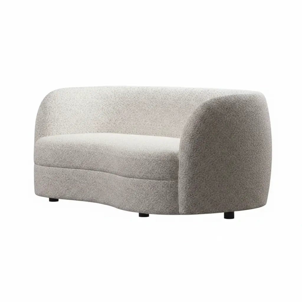 Slate Loveseat – Off-White Bouclé Kidney Silhouette Denmark Home