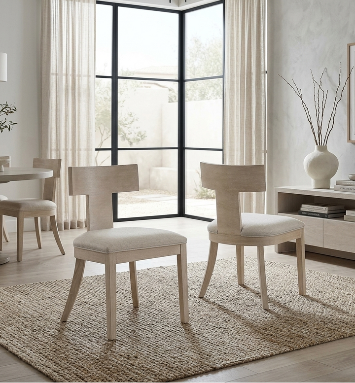Elmsworth Dining Chair Set - Natural Heathered Weave Ivory Denmark Home