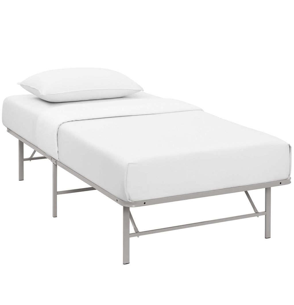Maja Stainless Steel Twin Platform Bed Frame - Gray Denmark Home