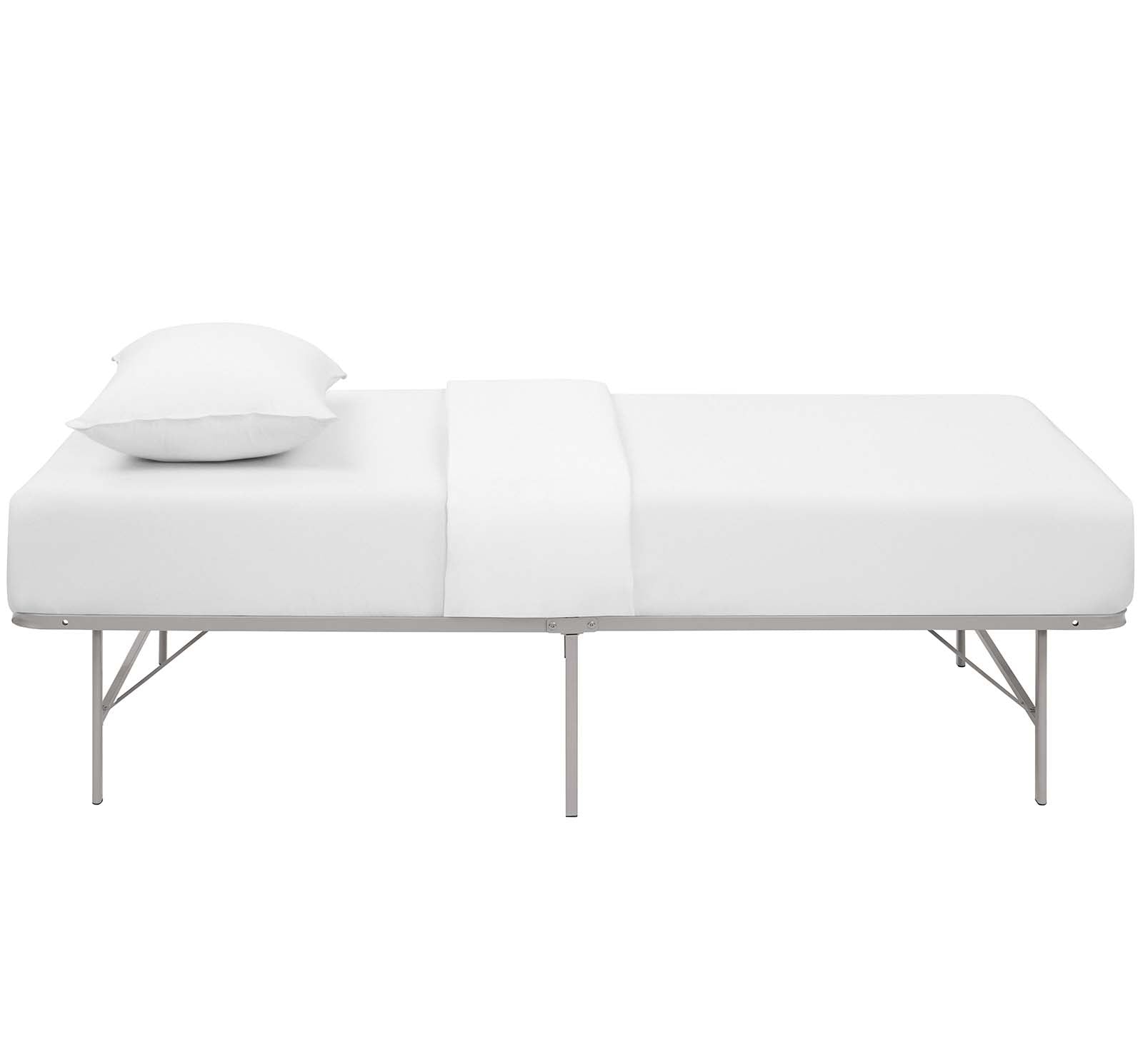 Maja Stainless Steel Twin Platform Bed Frame - Gray Denmark Home