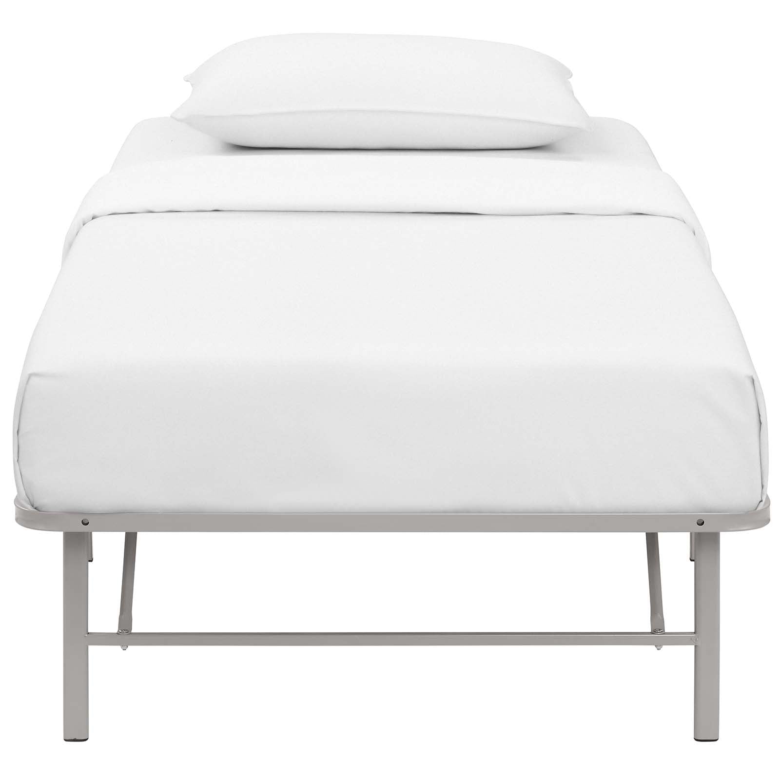 Maja Stainless Steel Twin Platform Bed Frame - Gray Denmark Home