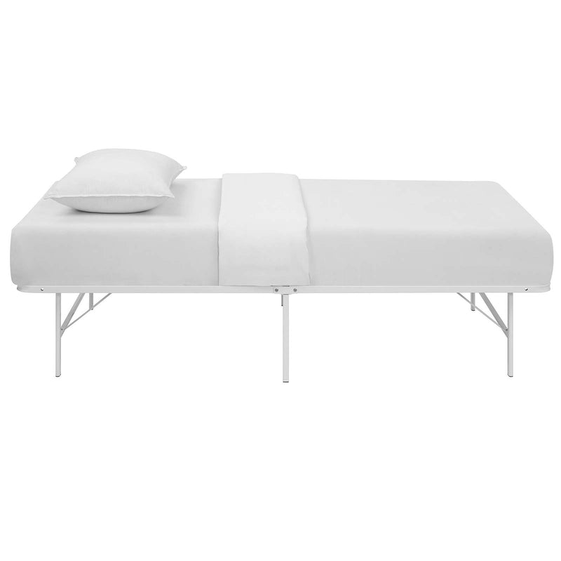 Maja Stainless Steel Twin Platform Bed Frame - White Denmark Home