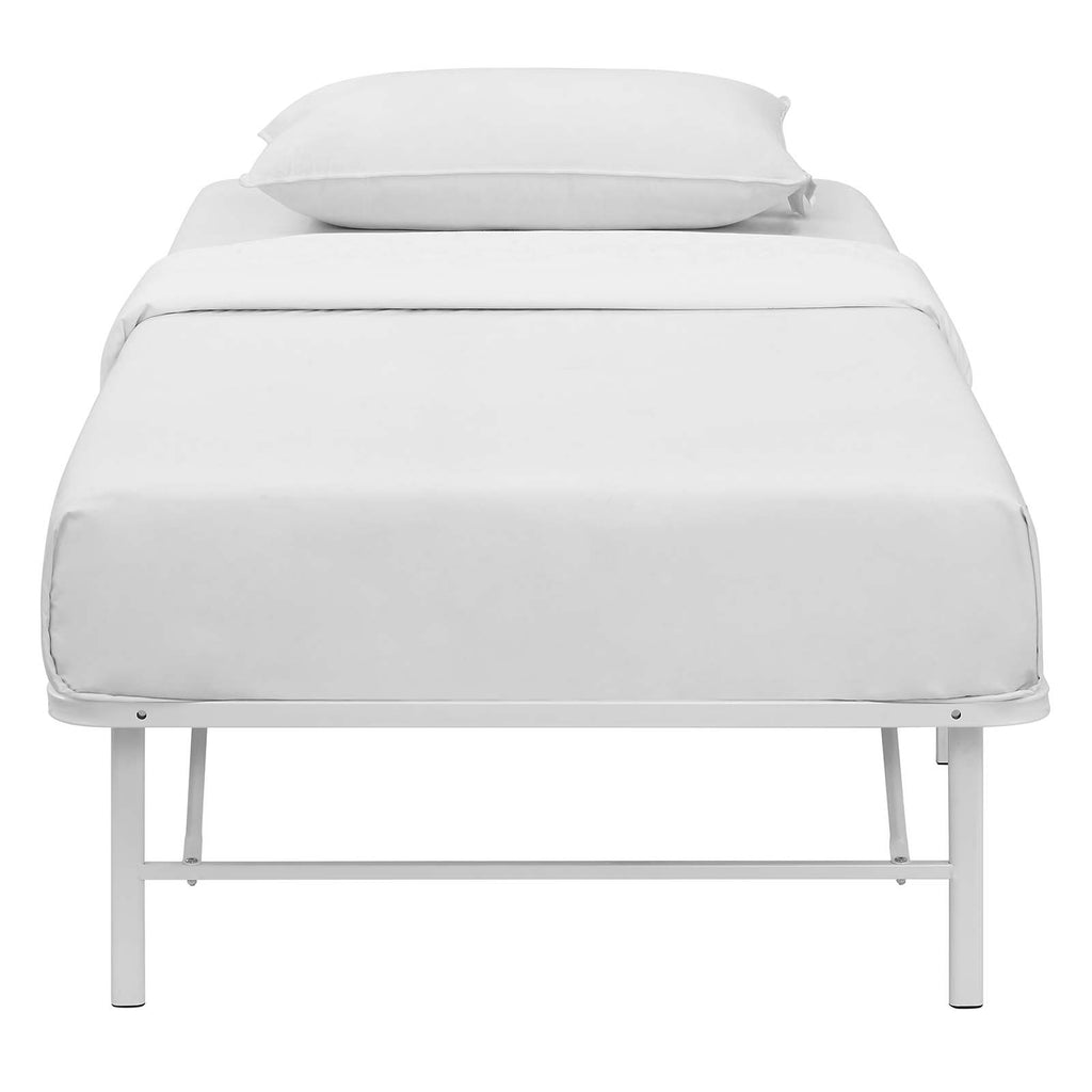 Maja Stainless Steel Twin Platform Bed Frame - White Denmark Home