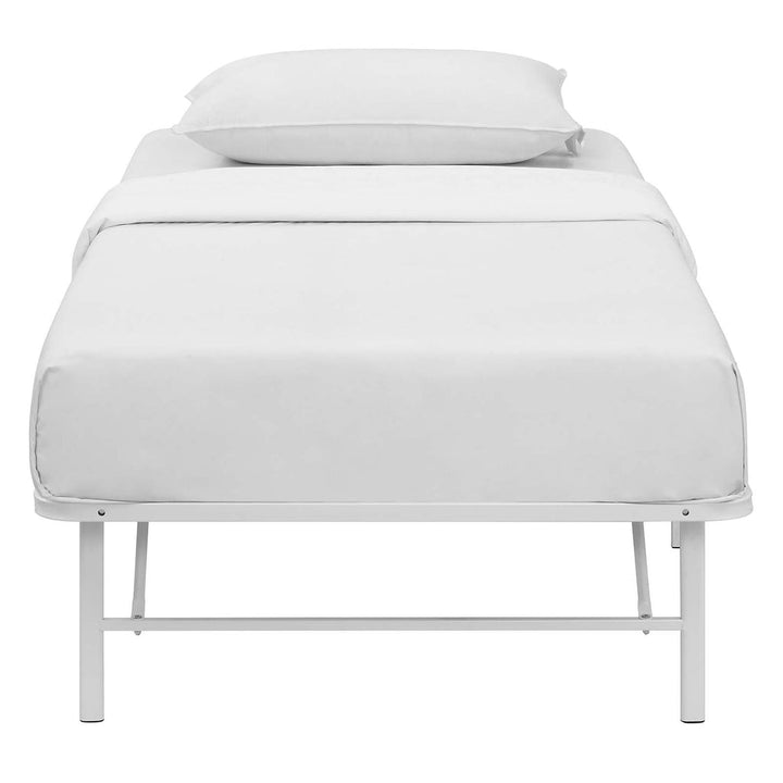 Maja Stainless Steel Twin Platform Bed Frame - White Denmark Home
