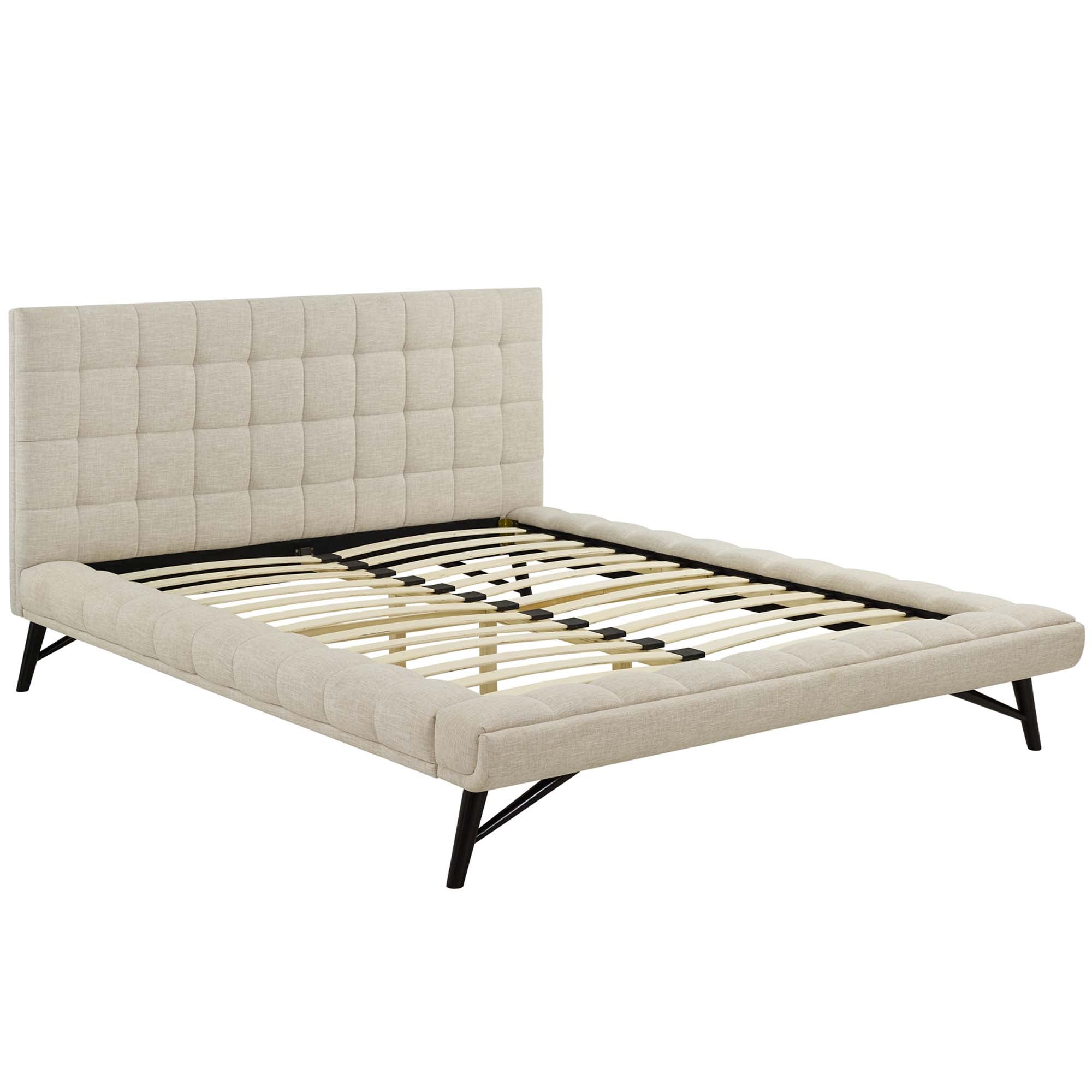Lysandra Performance Velvet Queen Platform Bed - Beige Denmark Home