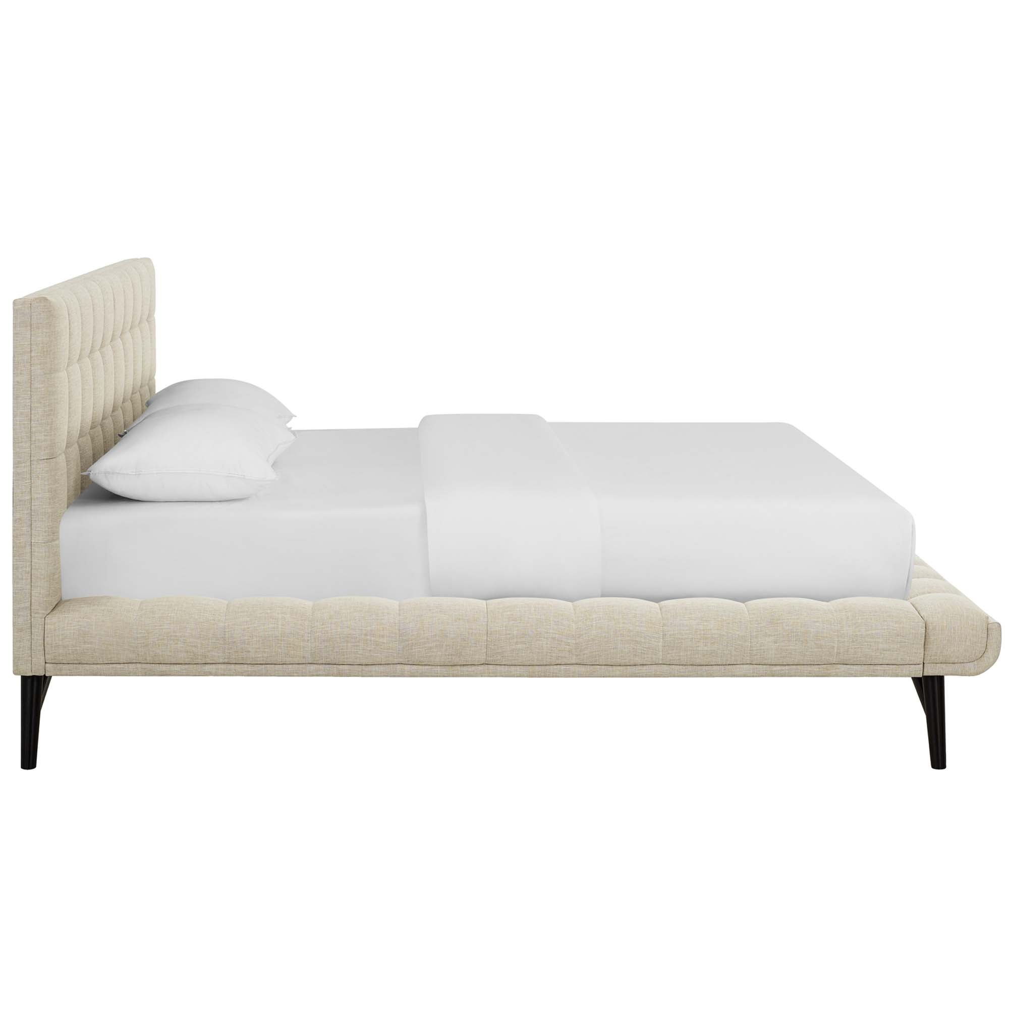 Lysandra Performance Velvet Queen Platform Bed - Beige Denmark Home