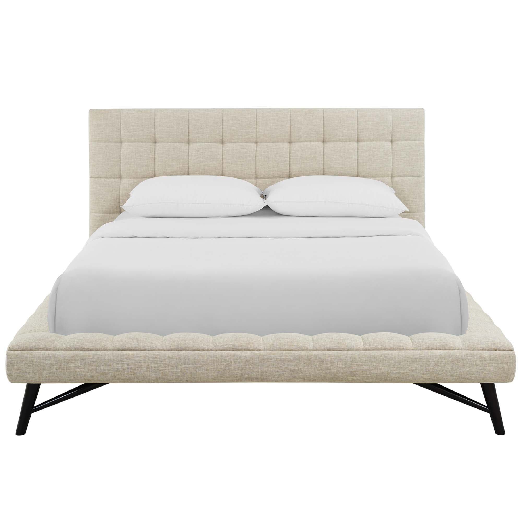 Lysandra Performance Velvet Queen Platform Bed - Beige Denmark Home