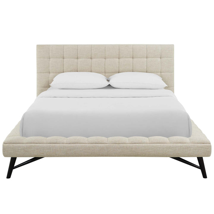 Lysandra Performance Velvet Queen Platform Bed - Beige Denmark Home