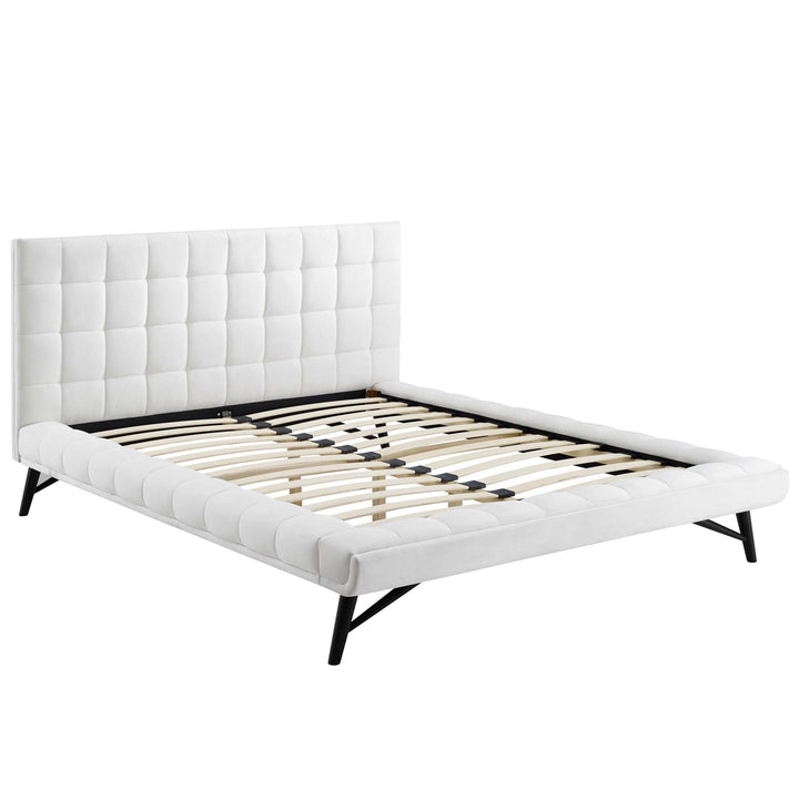 Lysandra Performance Velvet Queen Platform Bed - White Denmark Home