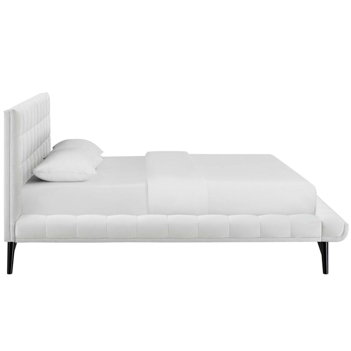 Lysandra Performance Velvet Queen Platform Bed - White Denmark Home