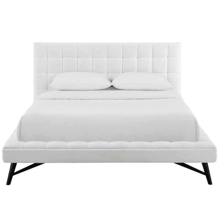 Lysandra Performance Velvet Queen Platform Bed - White Denmark Home