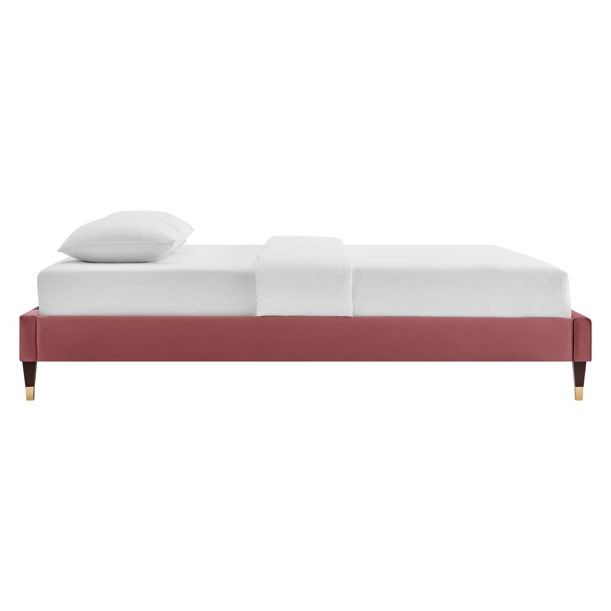 Tuva Performance Velvet Queen Bed Frame - Dusty Rose Denmark Home