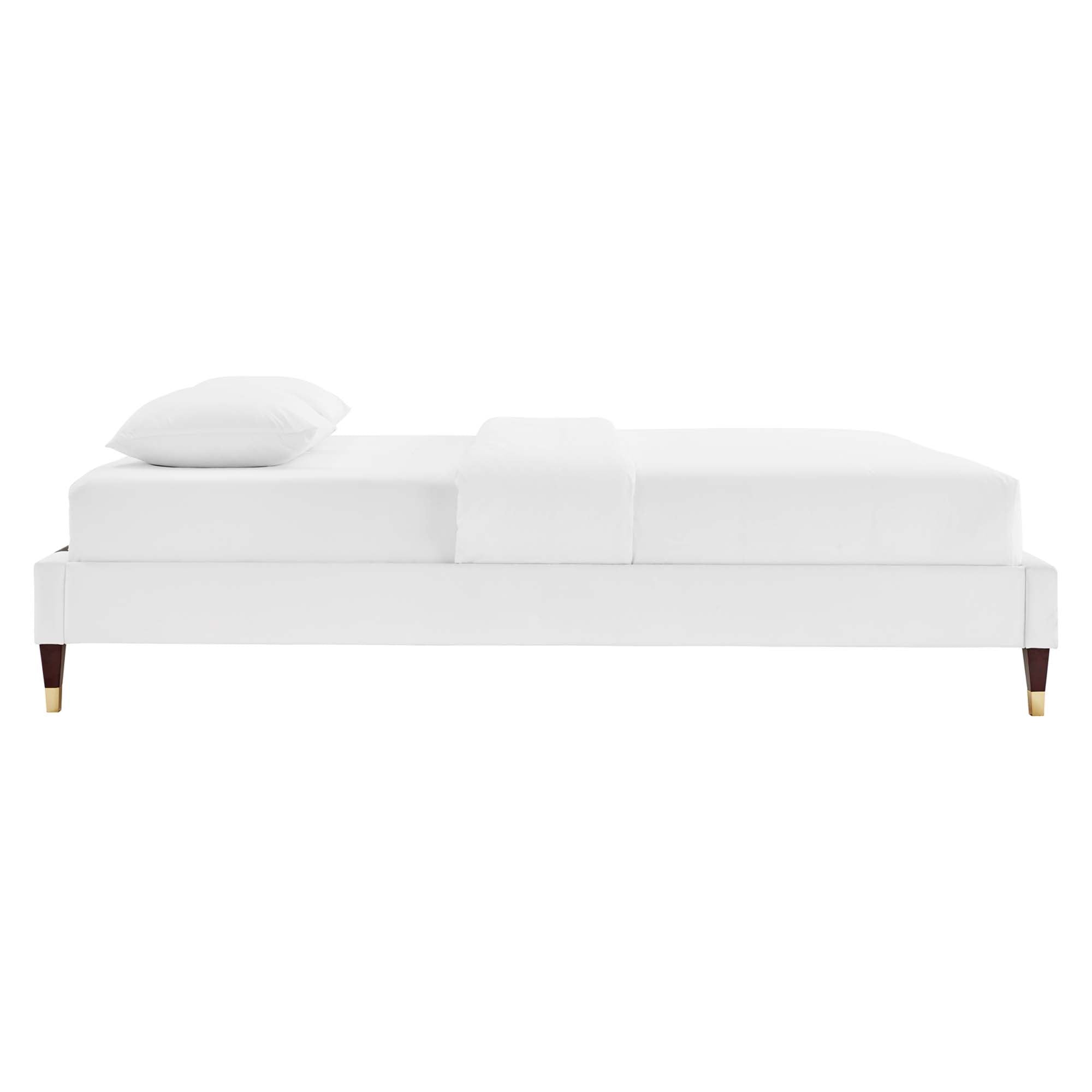 Tuva Performance Velvet Queen Bed Frame - White Denmark Home