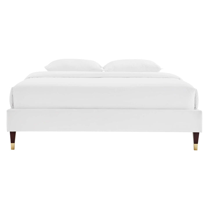 Tuva Performance Velvet Queen Bed Frame - White Denmark Home