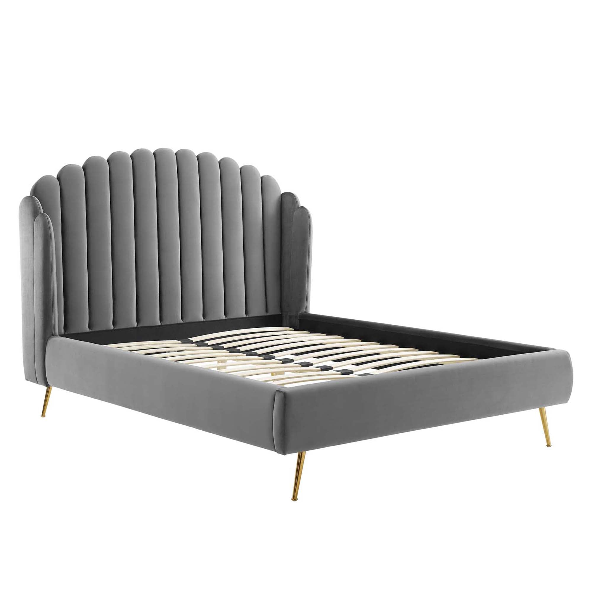 Aveline Queen Wingback Platform Bed - Gray Denmark Home