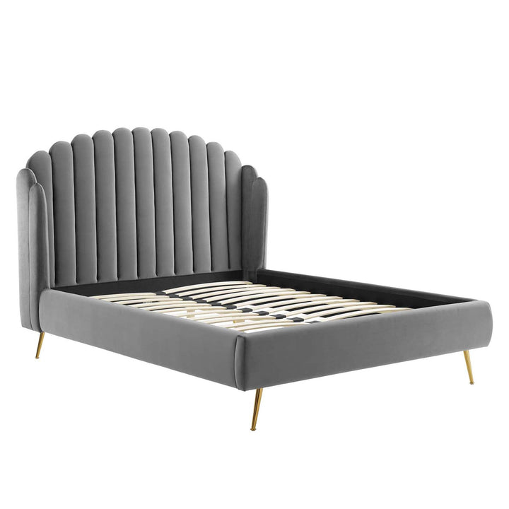 Aveline Queen Wingback Platform Bed - Gray Denmark Home