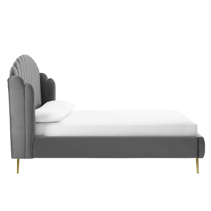 Aveline Queen Wingback Platform Bed - Gray Denmark Home