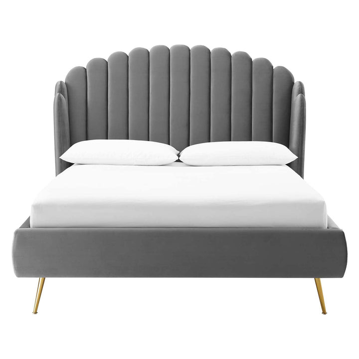Aveline Queen Wingback Platform Bed - Gray Denmark Home