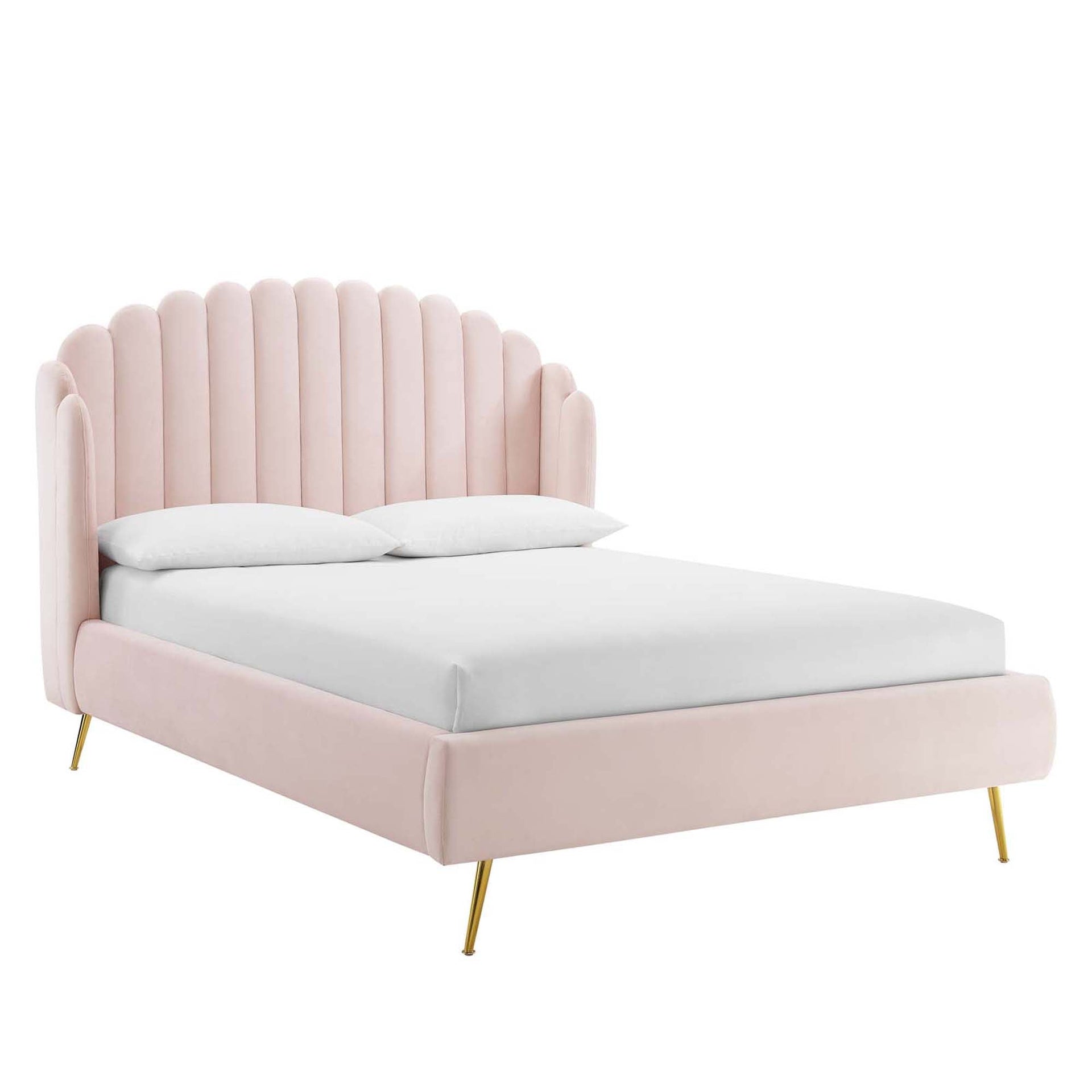 Aveline Queen Wingback Platform Bed - Pink Denmark Home