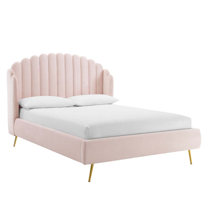 Aveline Queen Wingback Platform Bed - Pink Denmark Home