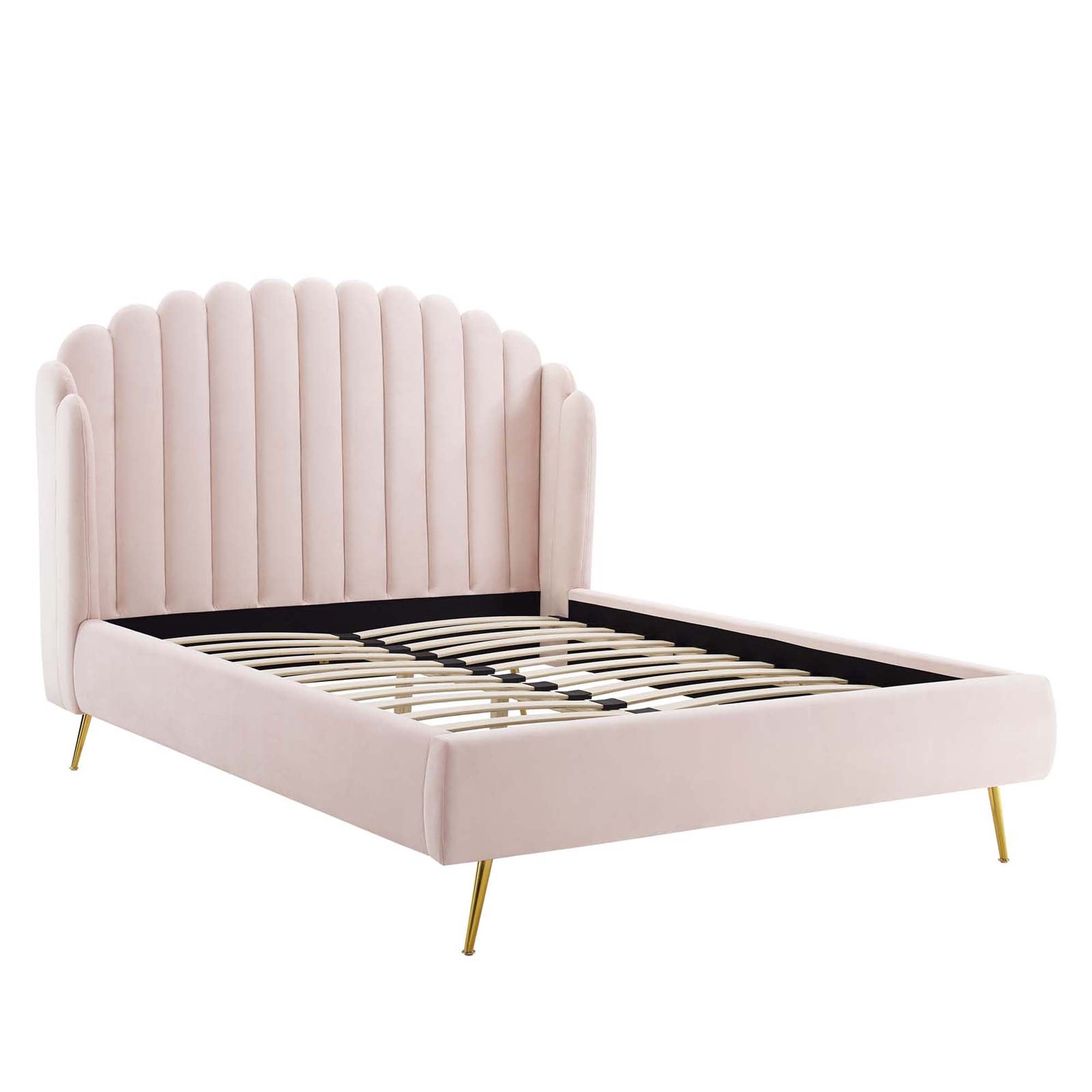Aveline Queen Wingback Platform Bed - Pink Denmark Home