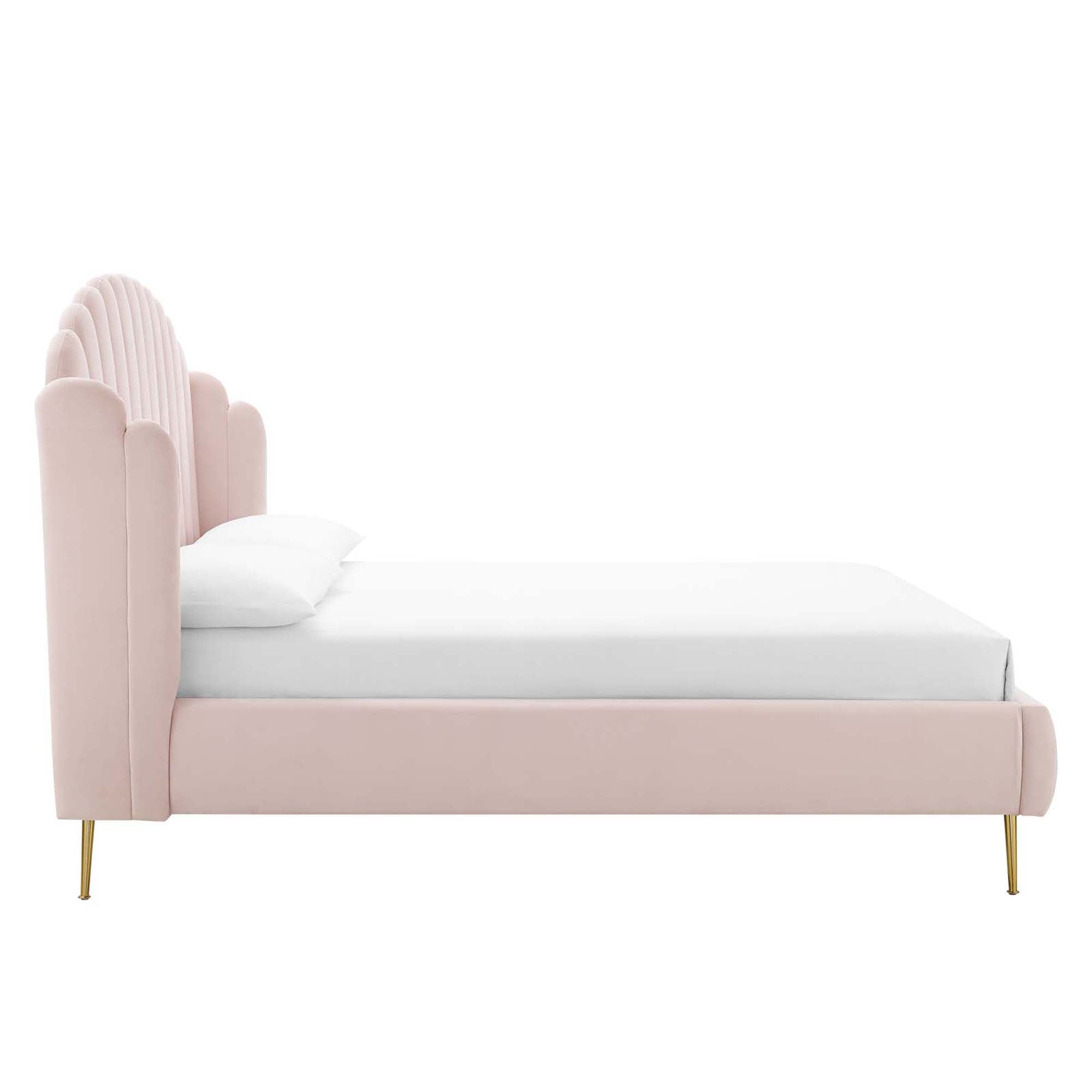 Aveline Queen Wingback Platform Bed - Pink Denmark Home