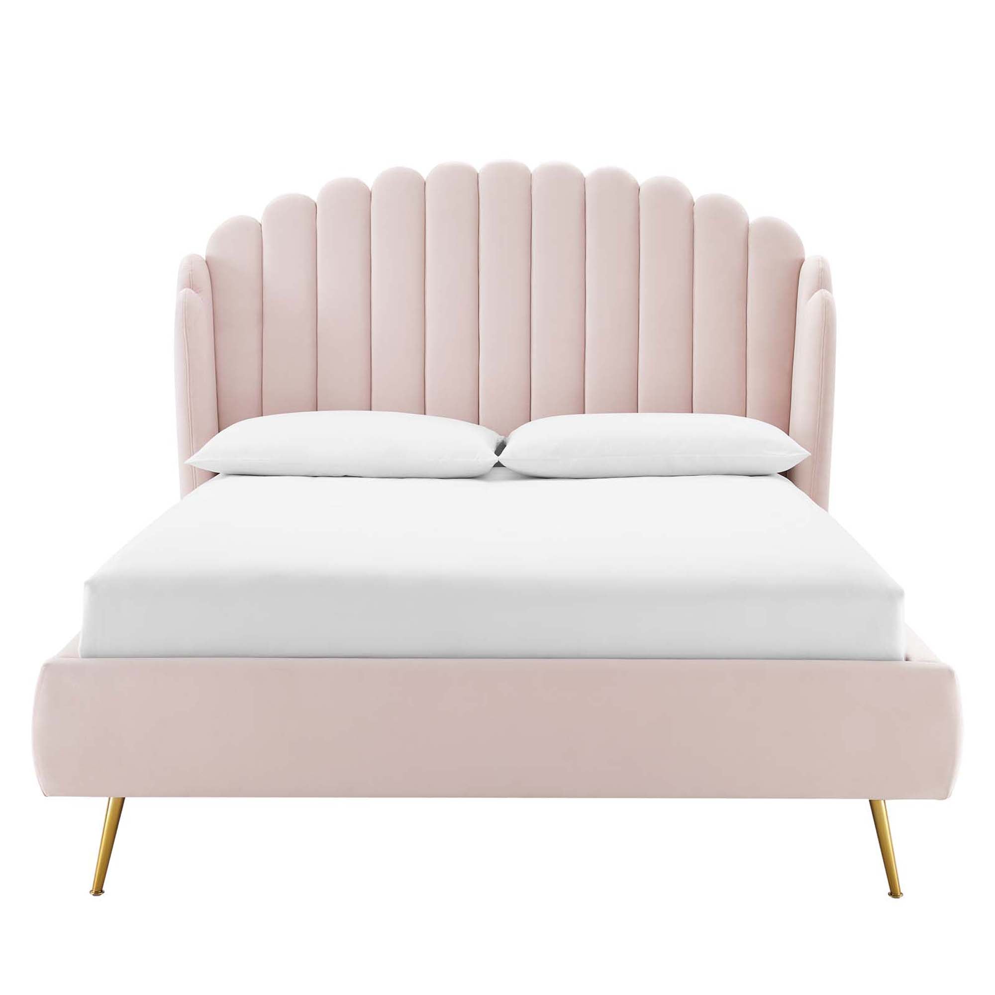 Aveline Queen Wingback Platform Bed - Pink Denmark Home