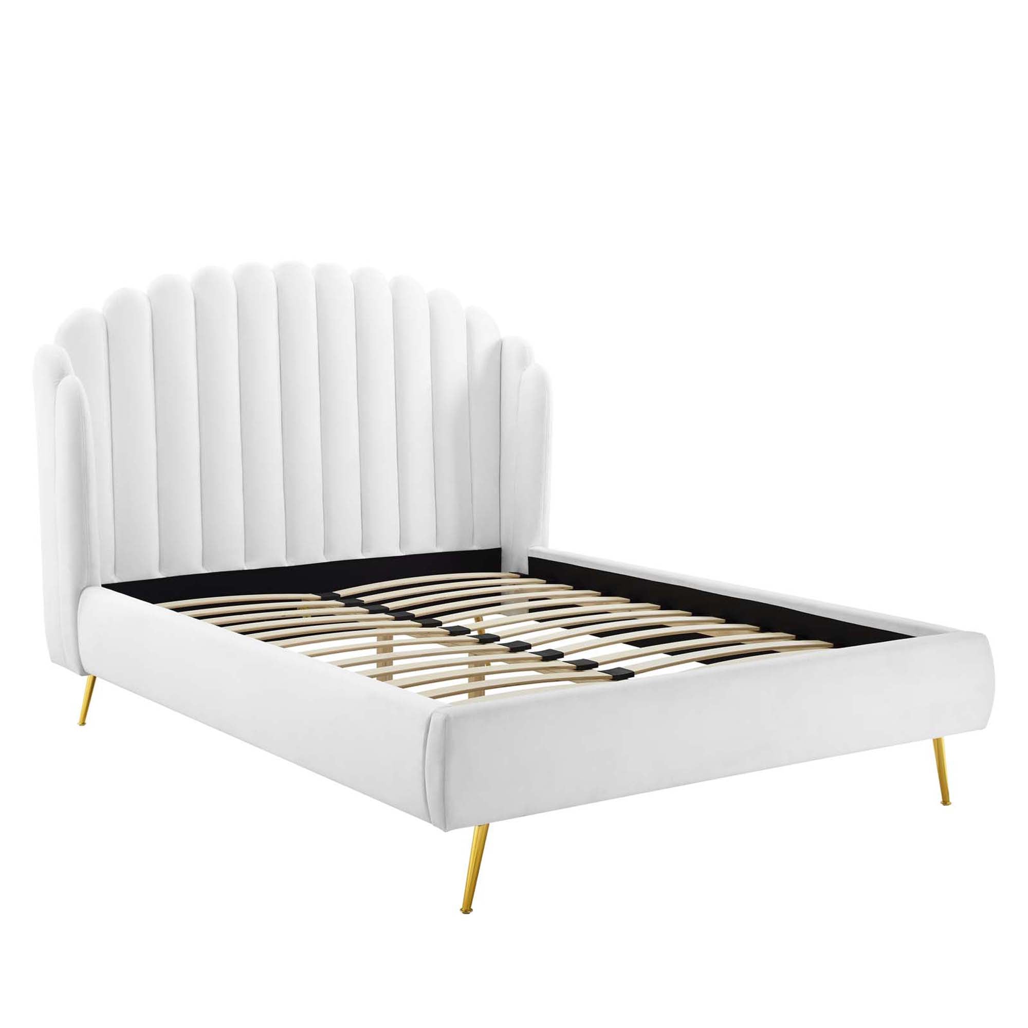 Aveline Queen Wingback Platform Bed - White Denmark Home